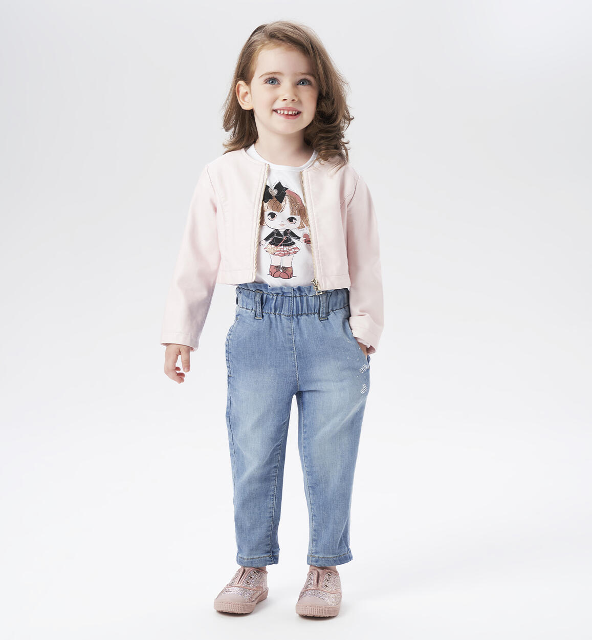 Jeans bambina con strass BLU iDO