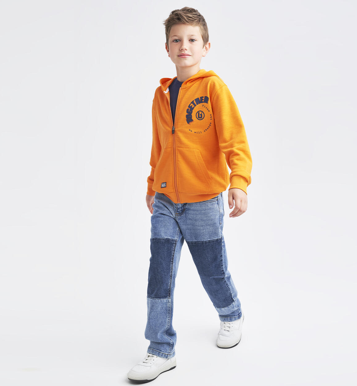 Boys' jeans with patches BLUE iDO