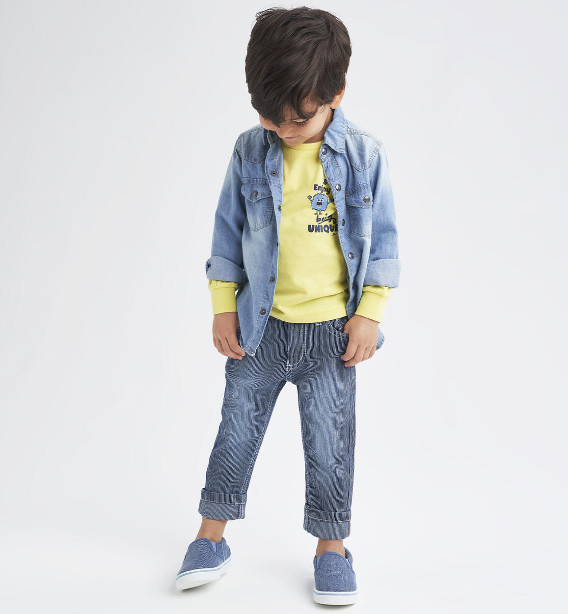 Boys' striped jeans BLUE iDO