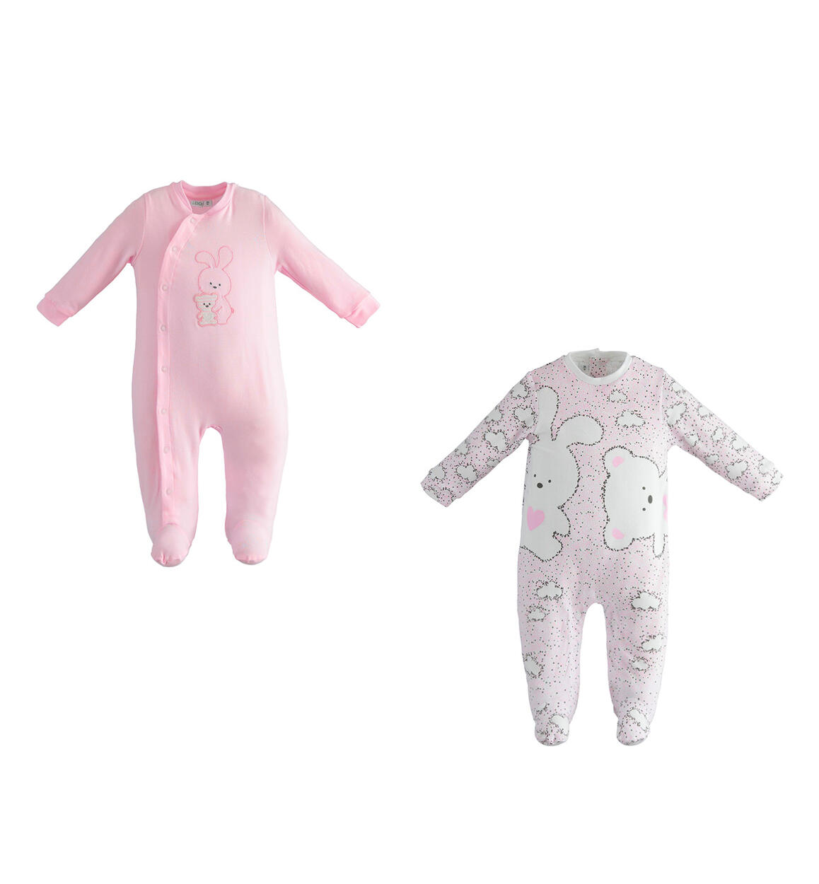 Kit Tutine neonato con piedini in jersey stretch ROSA iDO