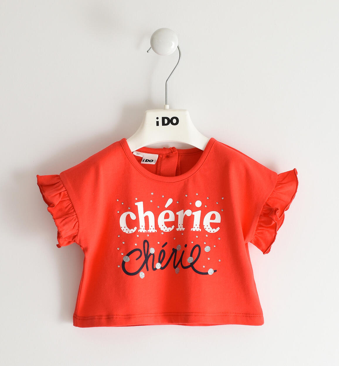 Maglia bambina in 100% cotone con scritta "chérie" ROSA iDO