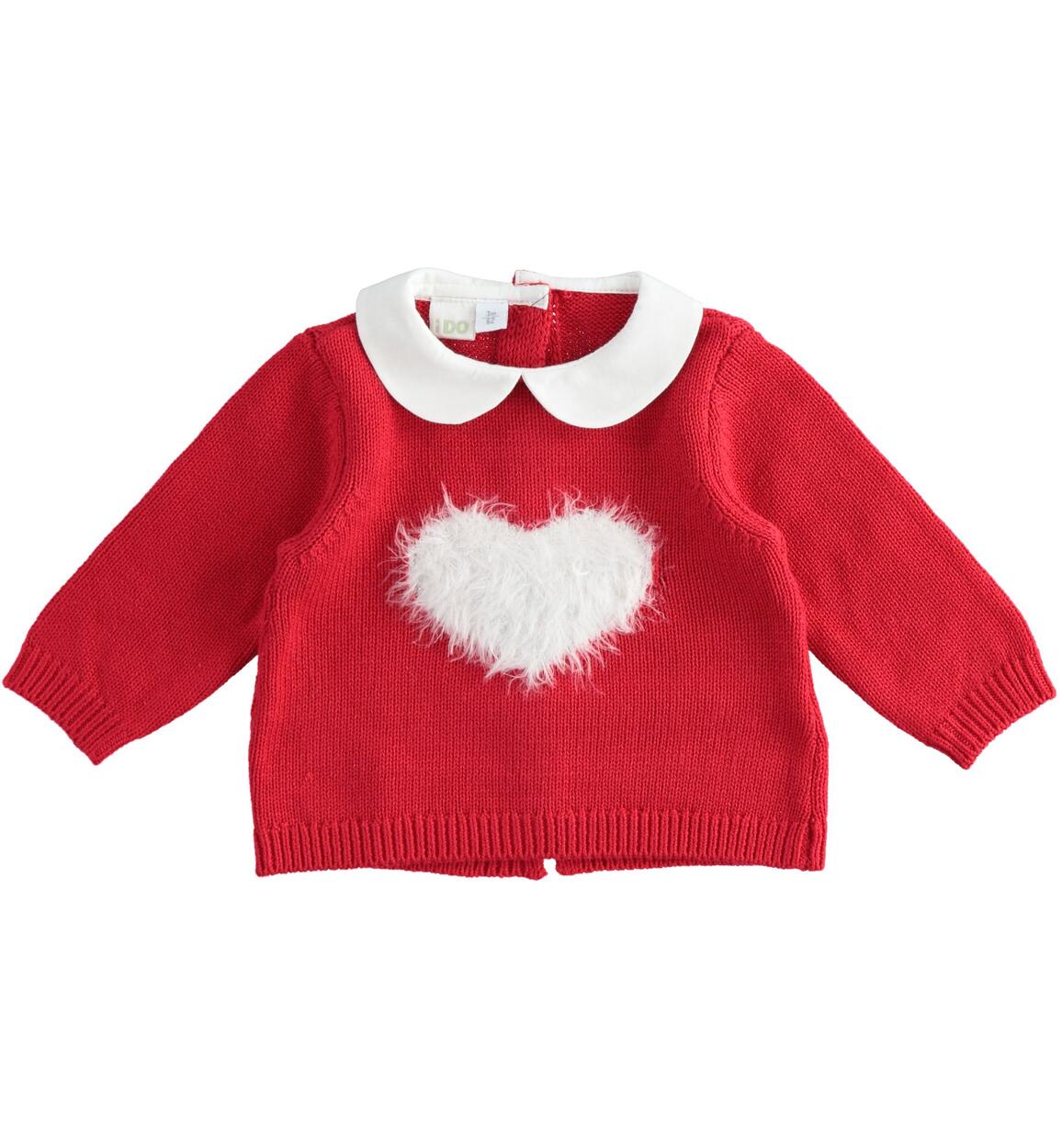 Maglia in tricot invernale con cuore per neonata ROSSO iDO