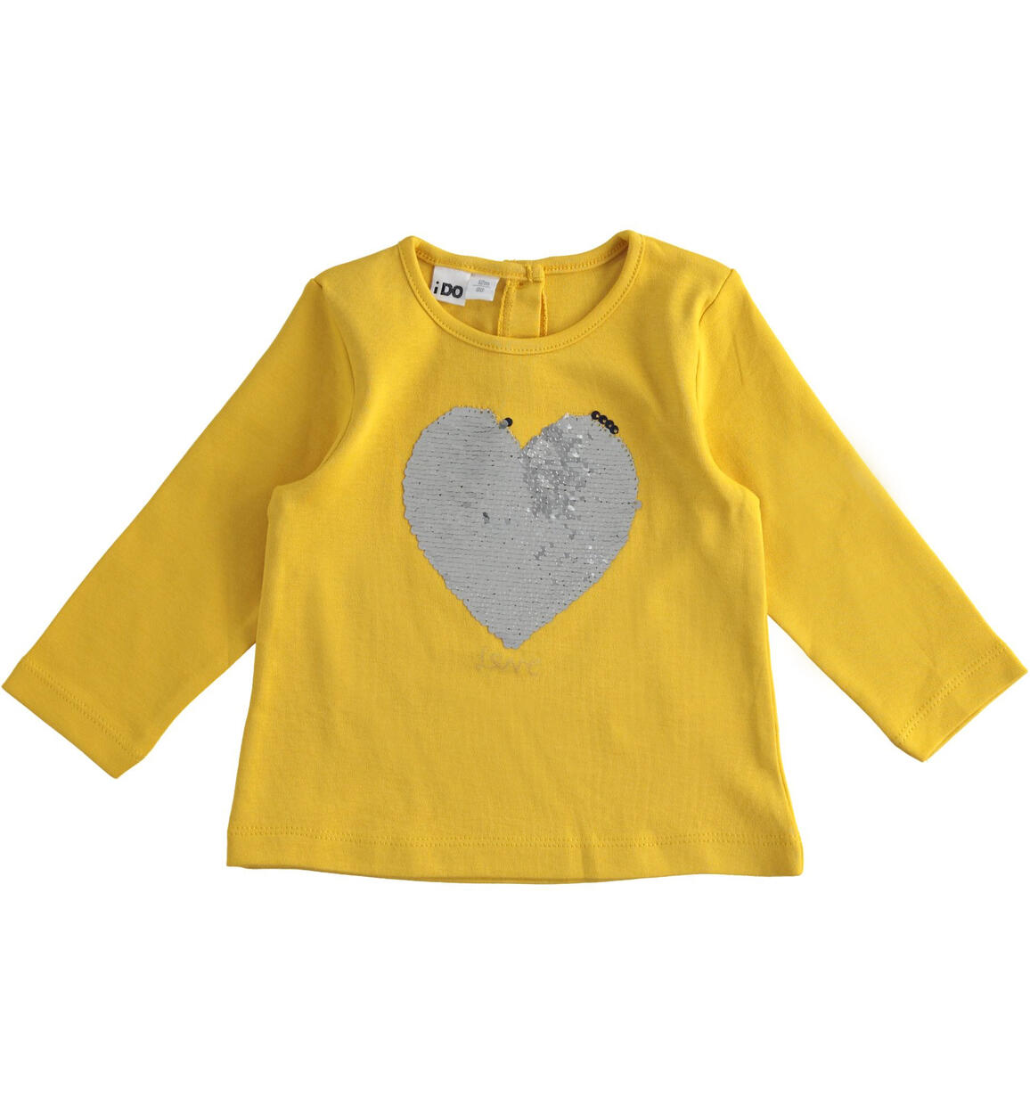 Maglietta con cuore di paillettes 100% cotone GIALLO iDO