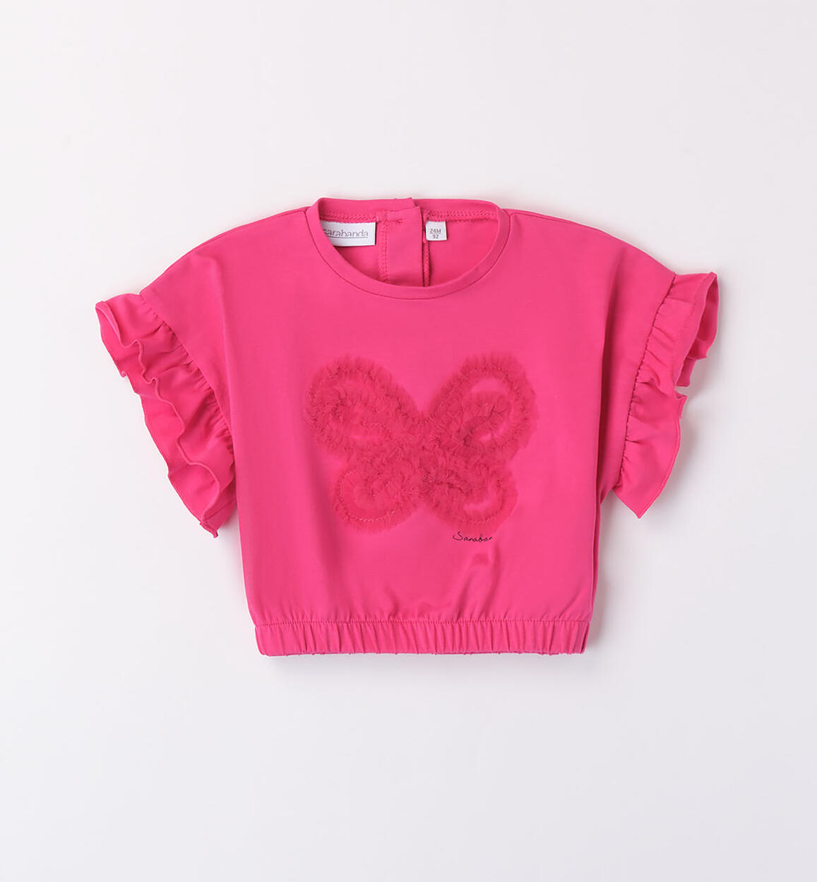 Maglietta crop bambina FUCSIA Sarabanda