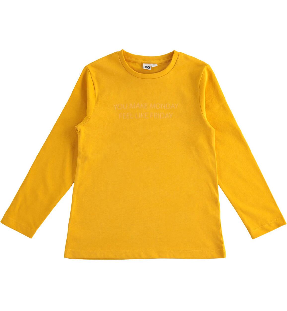 Maglietta girocollo 100% cotone con stampa glitter GIALLO iDO