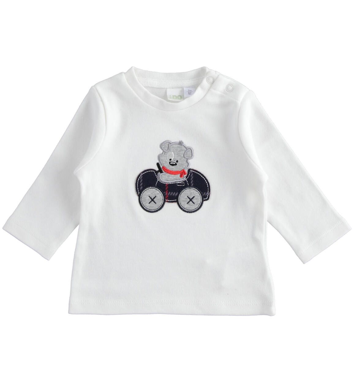 Maglietta per bambino con orsetto in interlock 100% cotone PANNA iDO