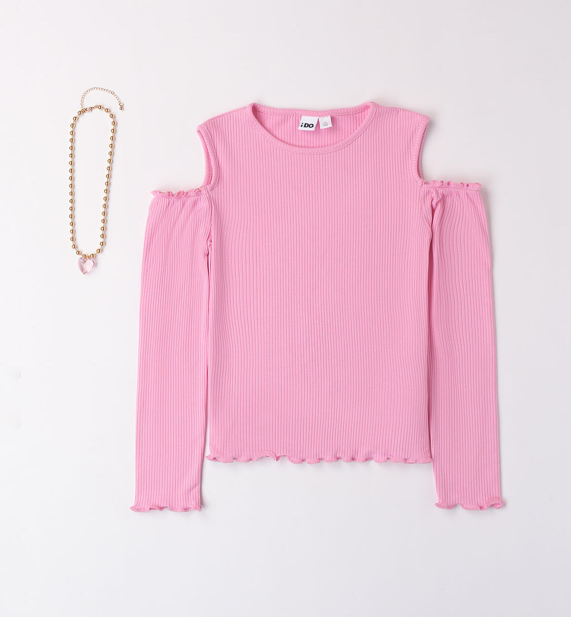 Girl's pink T-shirt with necklace PINK iDO