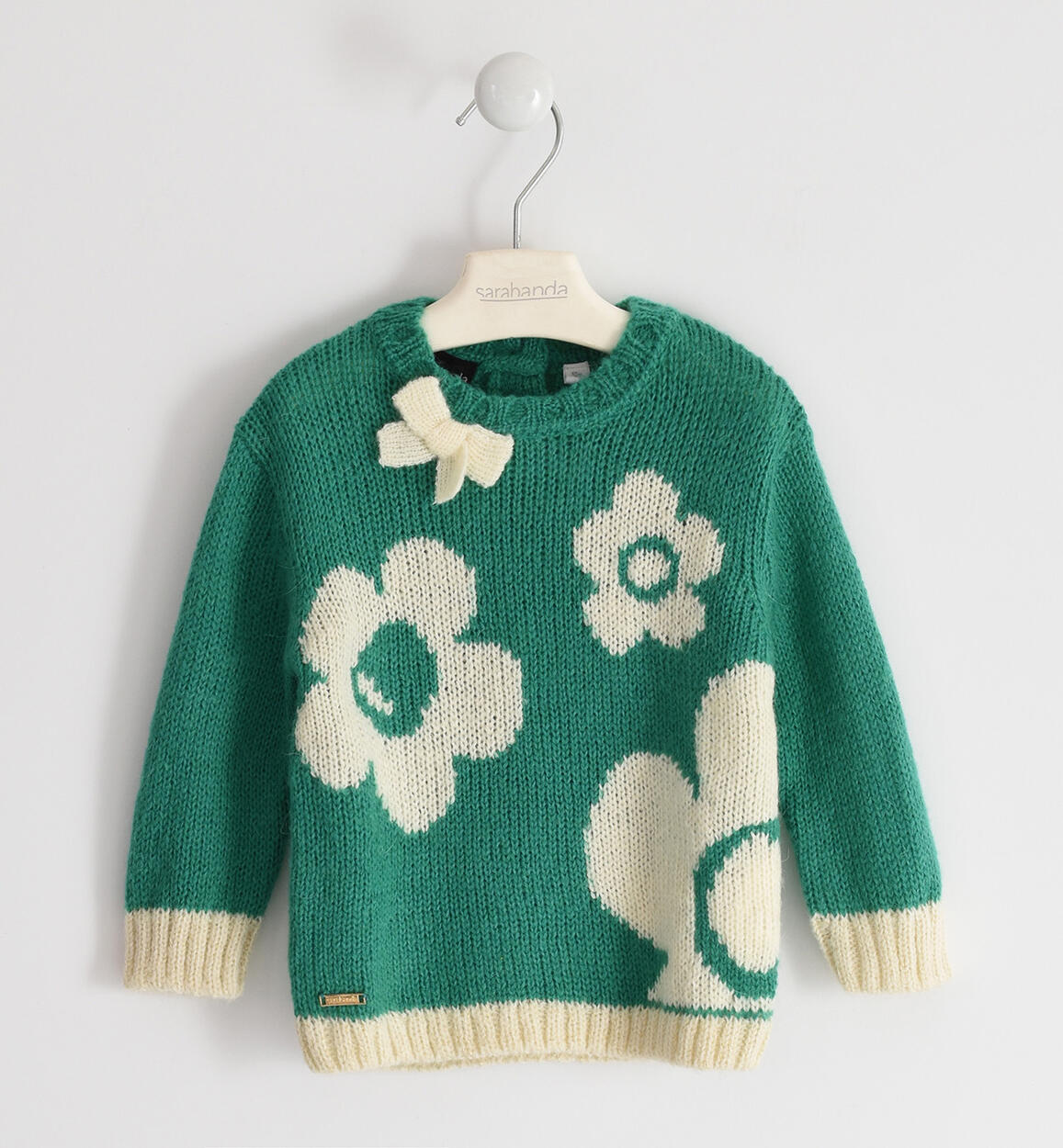 Maglioncino bambina in tricot mohair VERDE Sarabanda