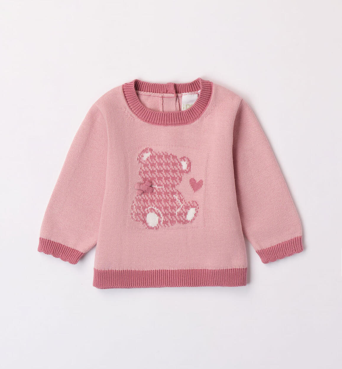 Maglioncino bimba con ricamo ad intarsio ROSA iDO