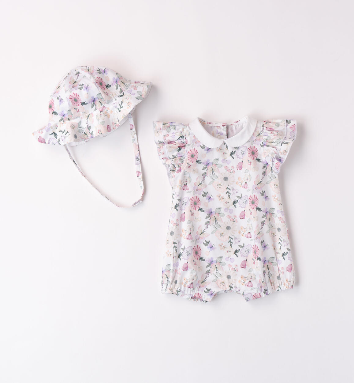 Baby girl romper with hat WHITE Minibanda