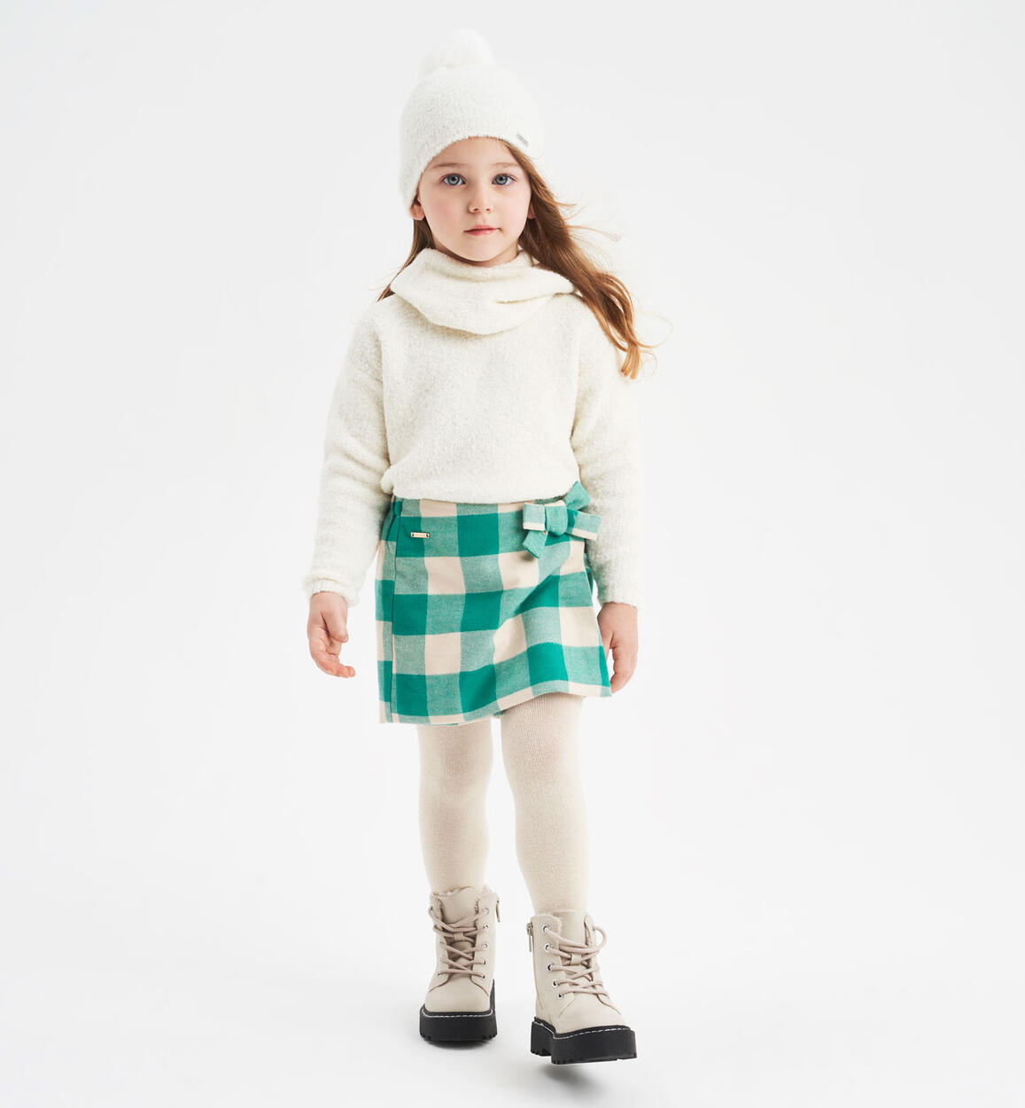 Pantaloncino bambina fantasia check VERDE Sarabanda