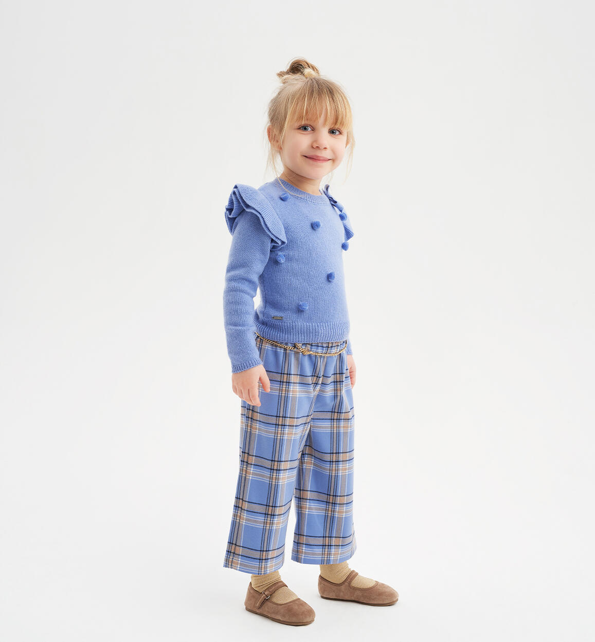 Pantalone a quadri per bambina BLU Sarabanda