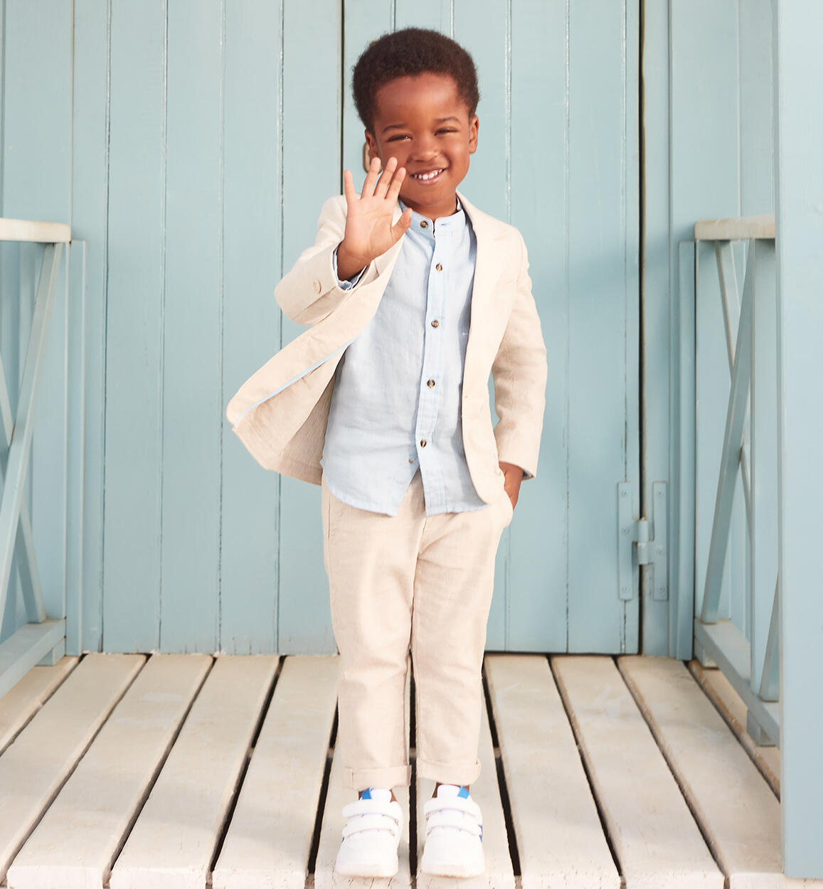 Pantalone bambino lino e viscosa BEIGE iDO