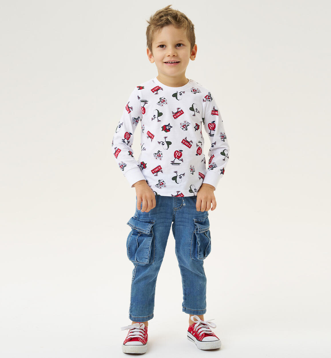 Pantalone cargo in denim per bambino BLU iDO