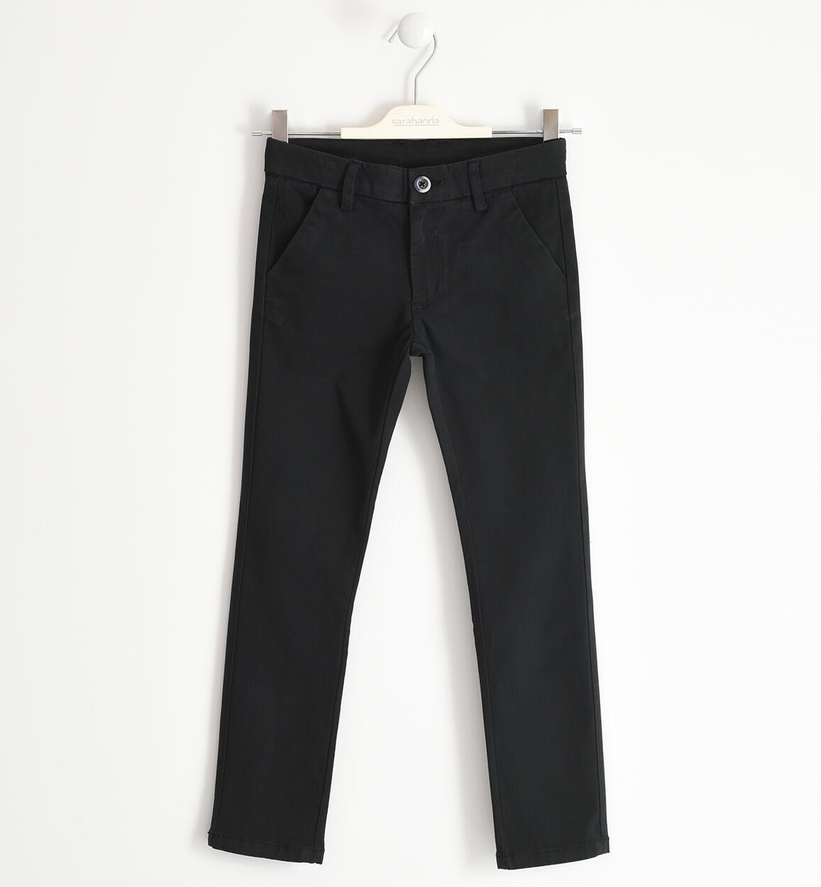 Pantalone classico in twill stretch slim fit NERO Sarabanda