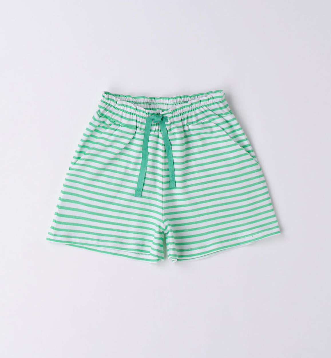 Pantalone corto bambina rigata VERDE iDO