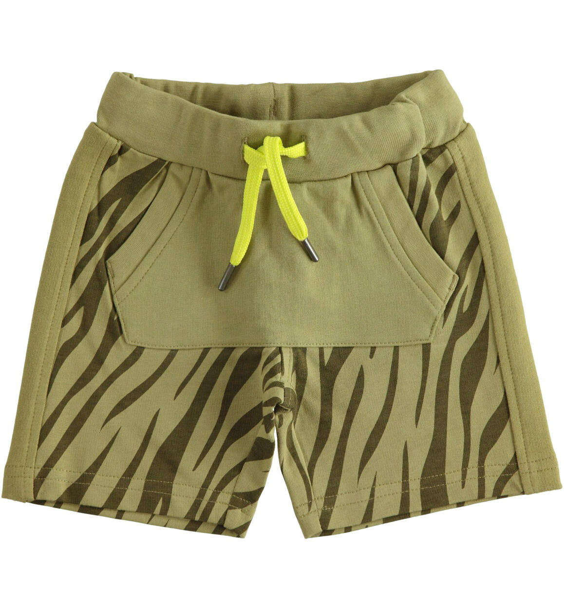 Pantalone corto bambino in 100% cotone fantasia all over VERDE iDO