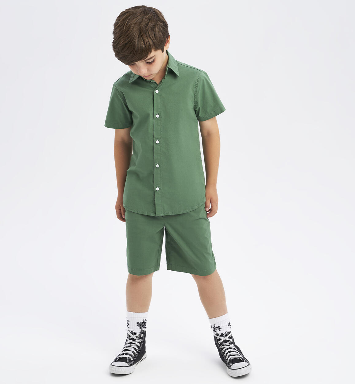 Boys' cotton shorts GREEN iDO