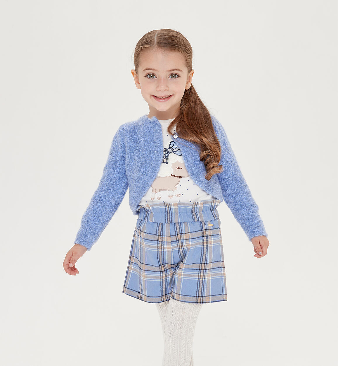 Pantalone corto scozzese per bambina BLU Sarabanda