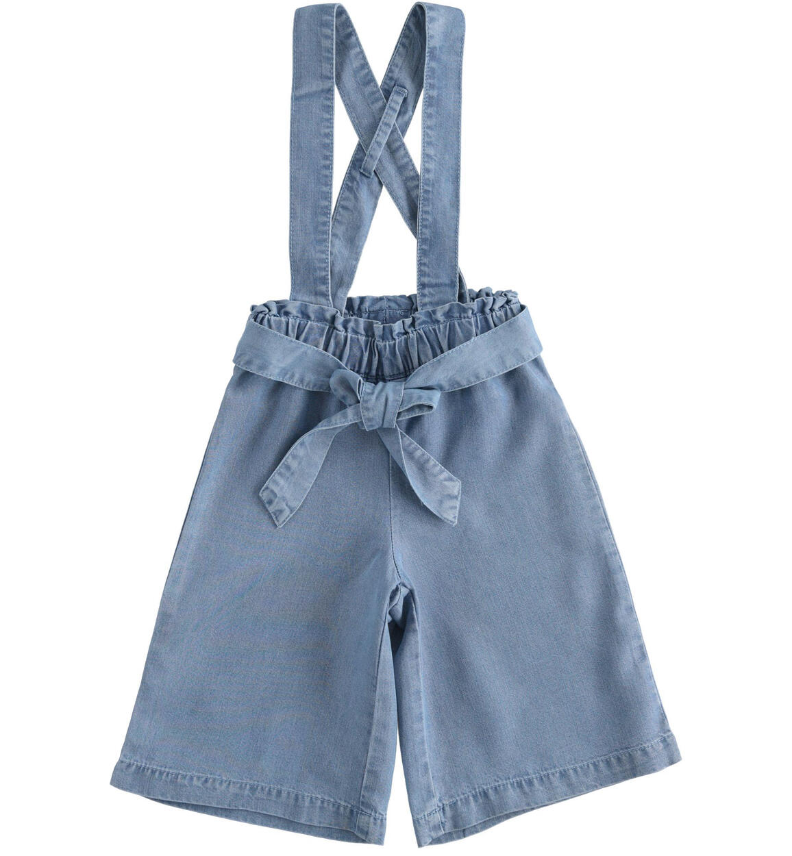 Pantalone crop bambina con bretelle 100% lyocell BLU iDO