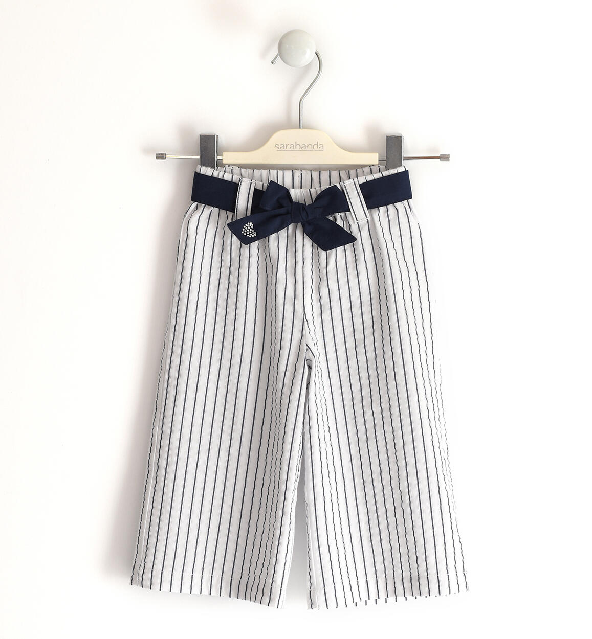 Pantalone fantasia rigata per bambina BLU Sarabanda