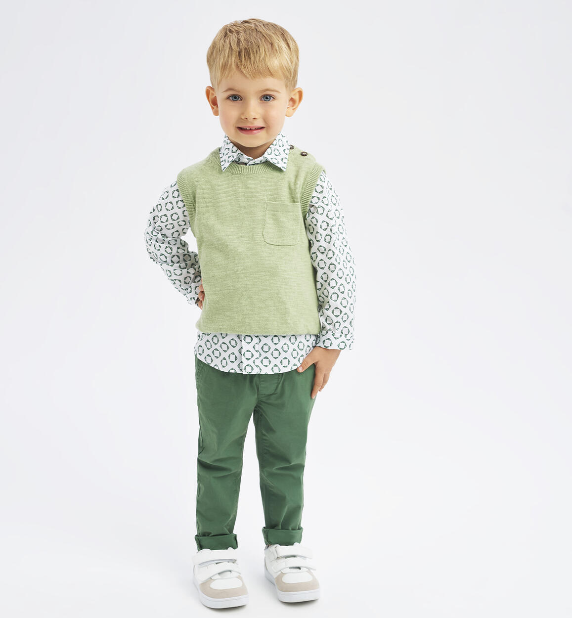 Pantalone in cotone per bambino VERDE iDO