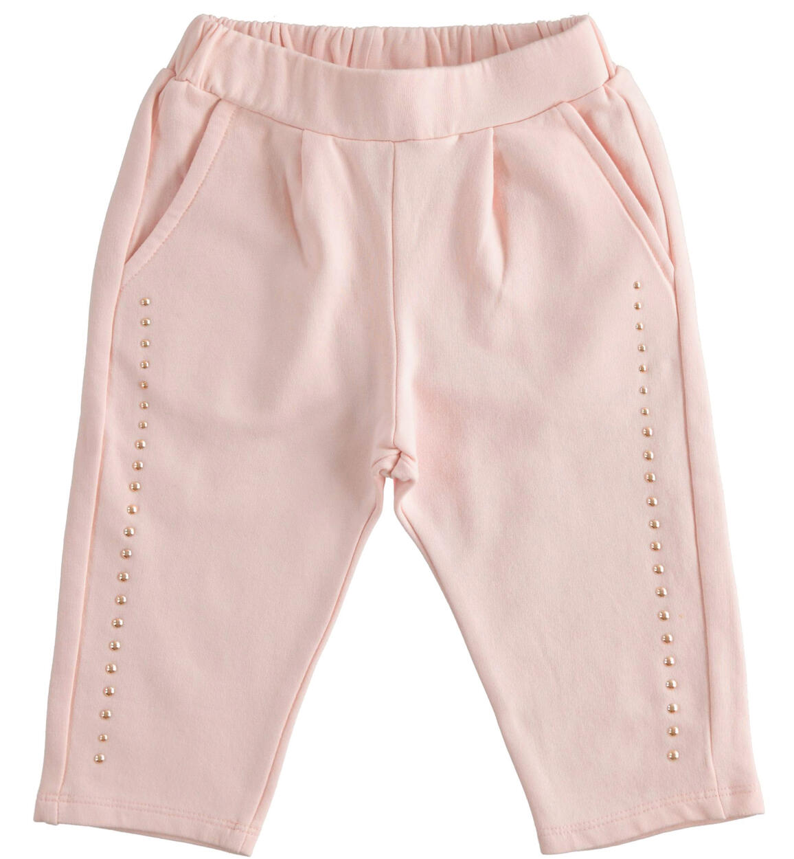 Pantalone in felpa di cotone stretch con borchiette ROSA iDO