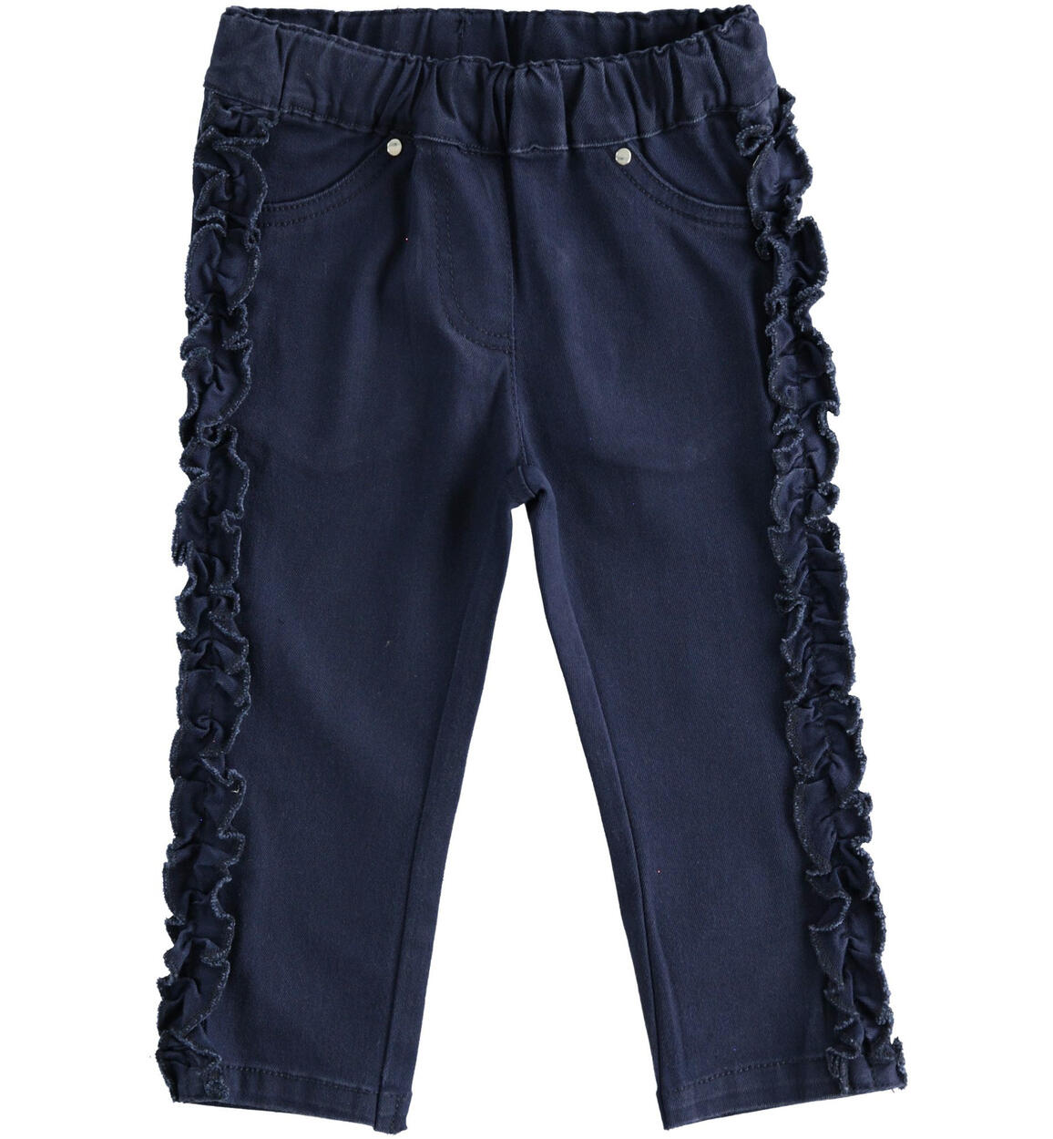 Pantalone in twill stretch con ruche BLU iDO