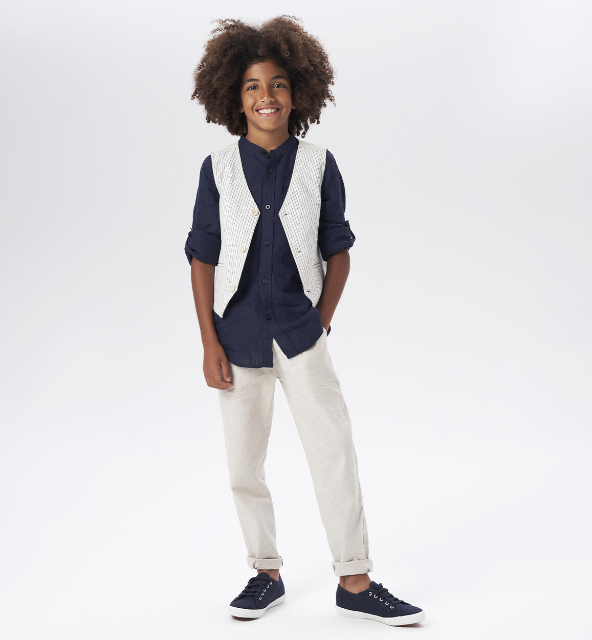 Pantalone joggers fit per ragazzo BEIGE iDO