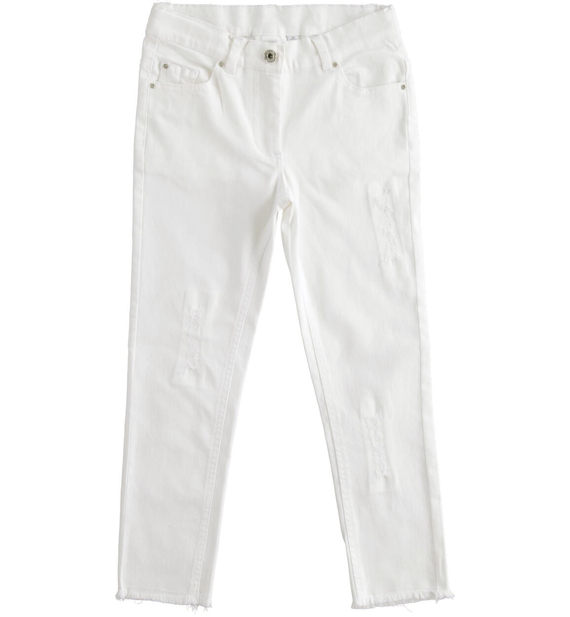 Pantalone lungo in twill con rotture BIANCO iDO