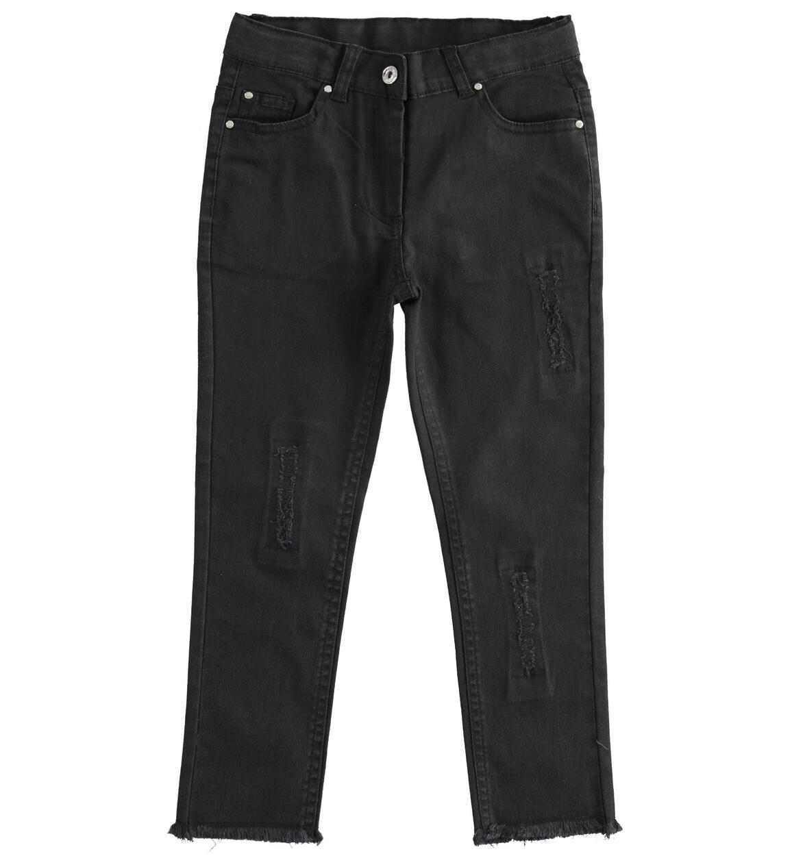 Pantalone lungo in twill con rotture NERO iDO