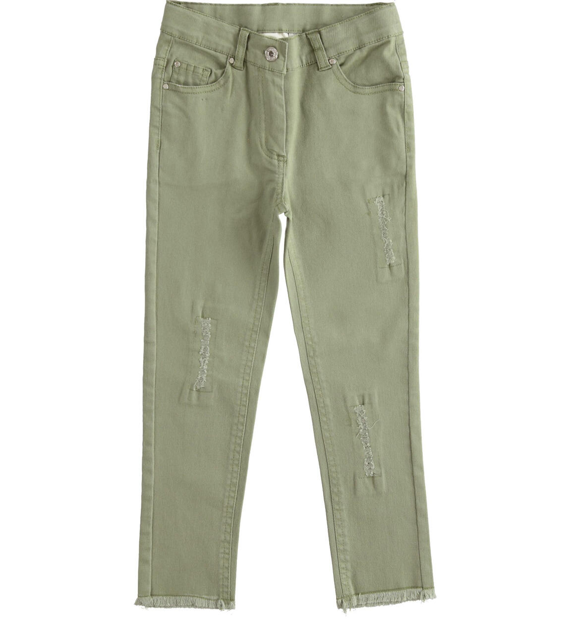 Pantalone lungo in twill con rotture VERDE iDO