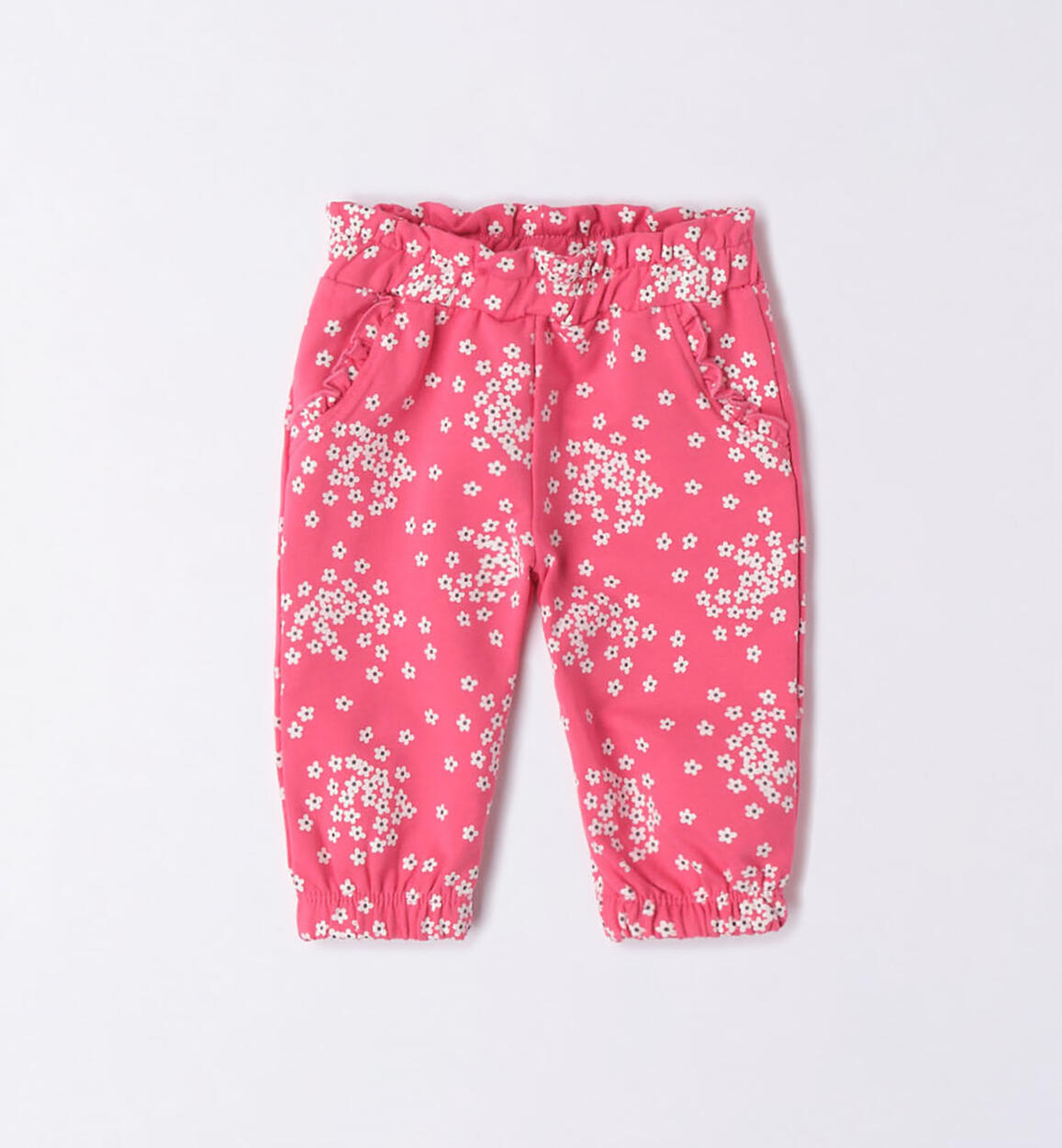 Pantalone lungo neonata fiorellini FUCSIA iDO