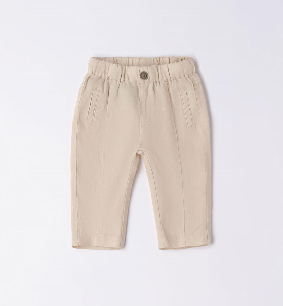 Pantalone lungo neonato in lino BEIGE iDO