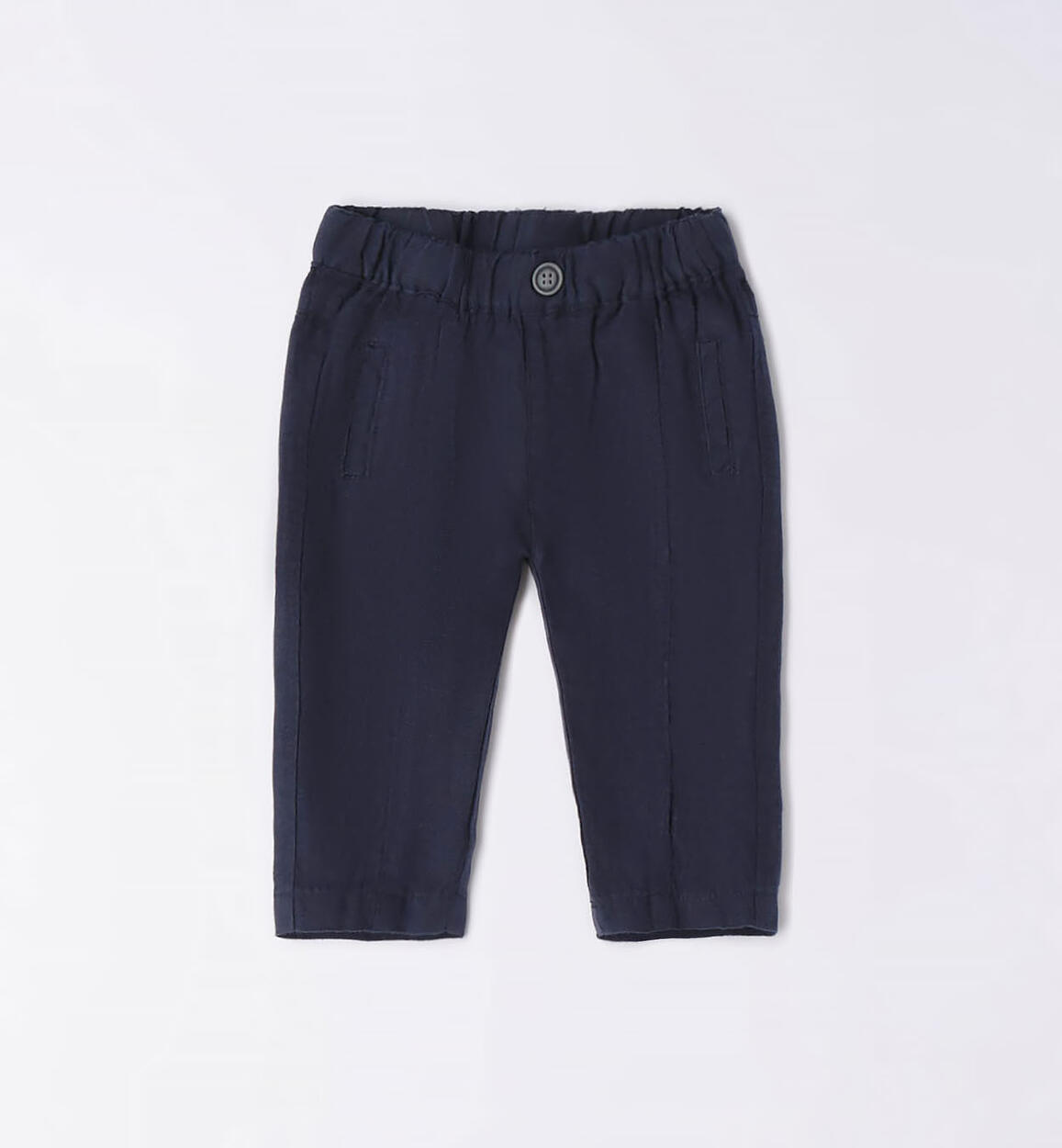 Pantalone lungo neonato in lino BLU iDO