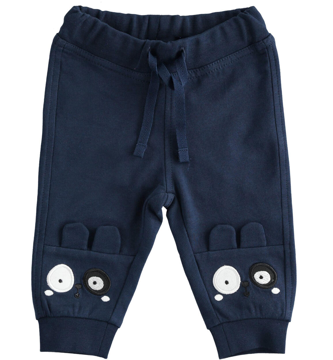 Pantalone neonato in 100% cotone con applicazioni BLU iDO