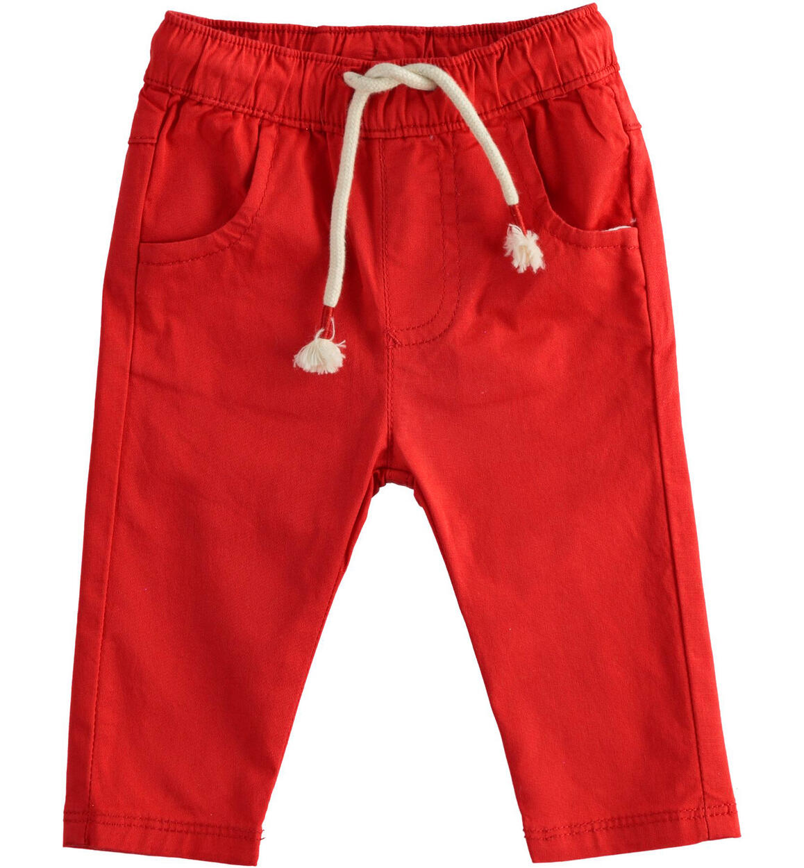 Pantalone neonato in twill stretch di cotone ROSSO iDO