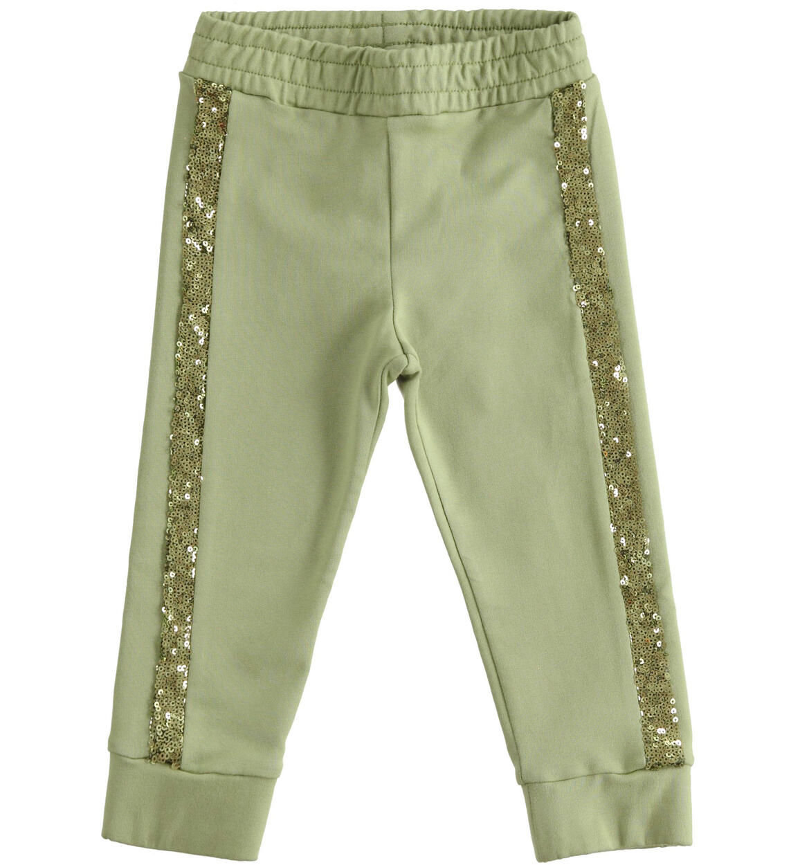 Pantalone per bambina con bande di paillettes VERDE iDO