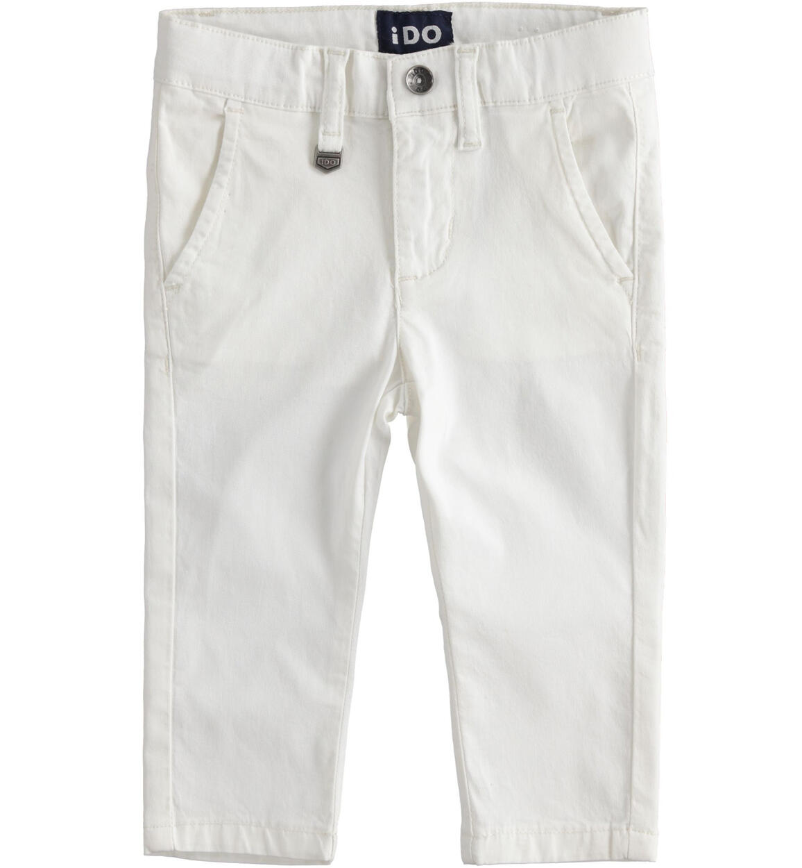 Pantalone per bambino in twill stretch di cotone BIANCO iDO