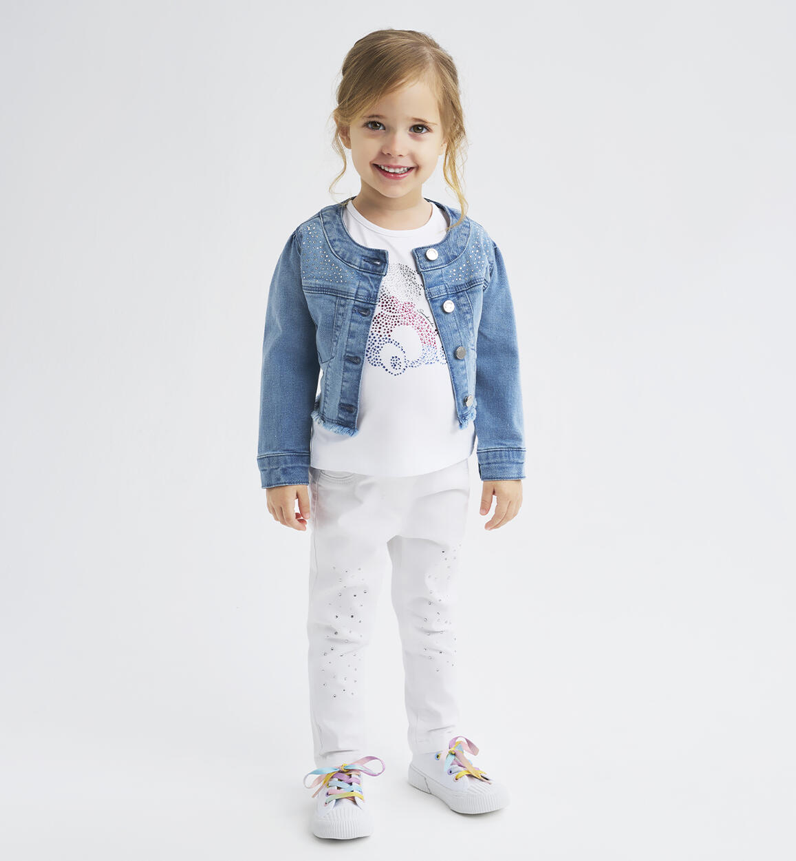 Pantaloni bambina con strass BIANCO Sarabanda