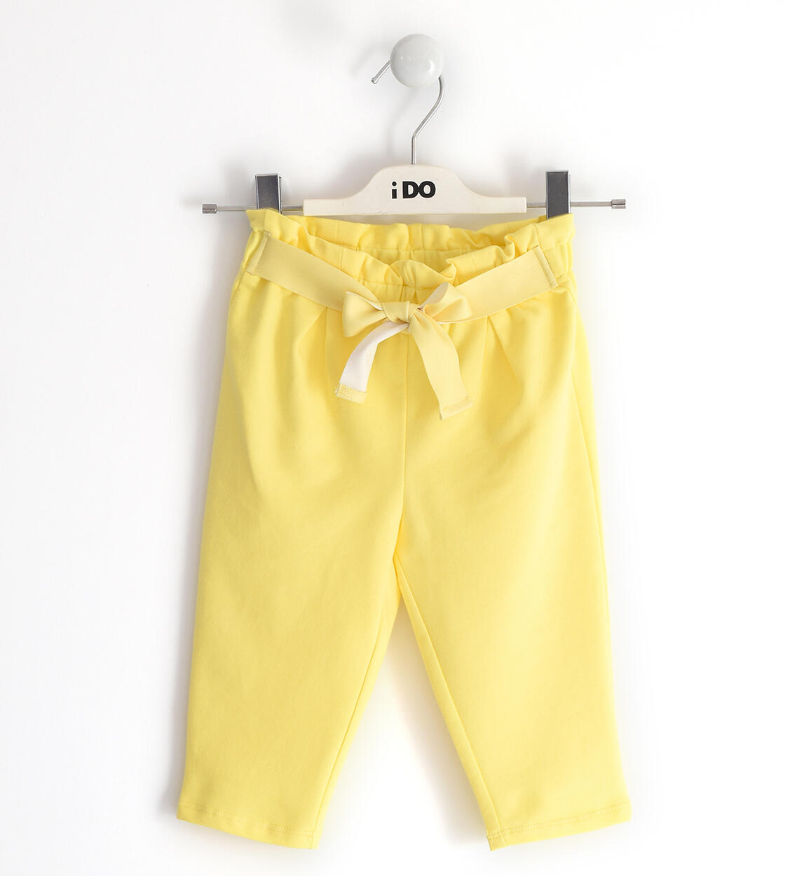 Pantaloni bambina in felpa di cotone con fusciacca GIALLO iDO