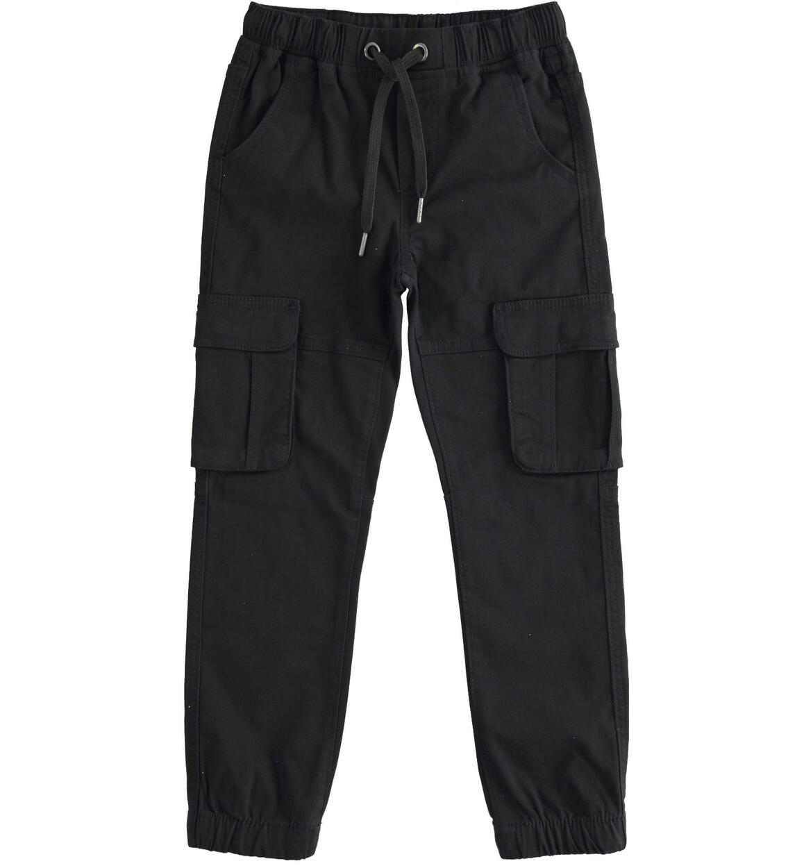 Pantaloni ragazzo in twill stretch NERO iDO