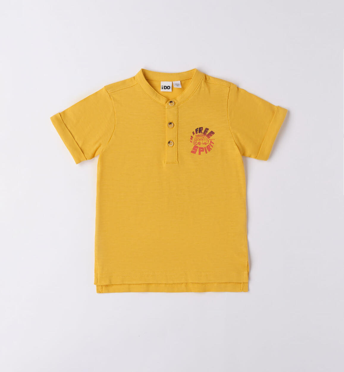 Polo bambino grande stampa dietro GIALLO iDO