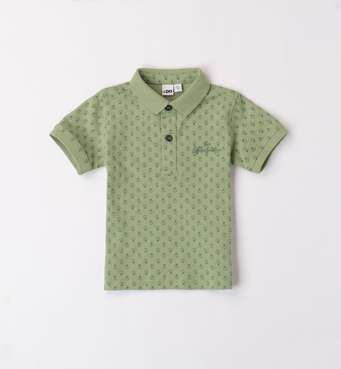 Polo in cotone con micro fantasia VERDE iDO