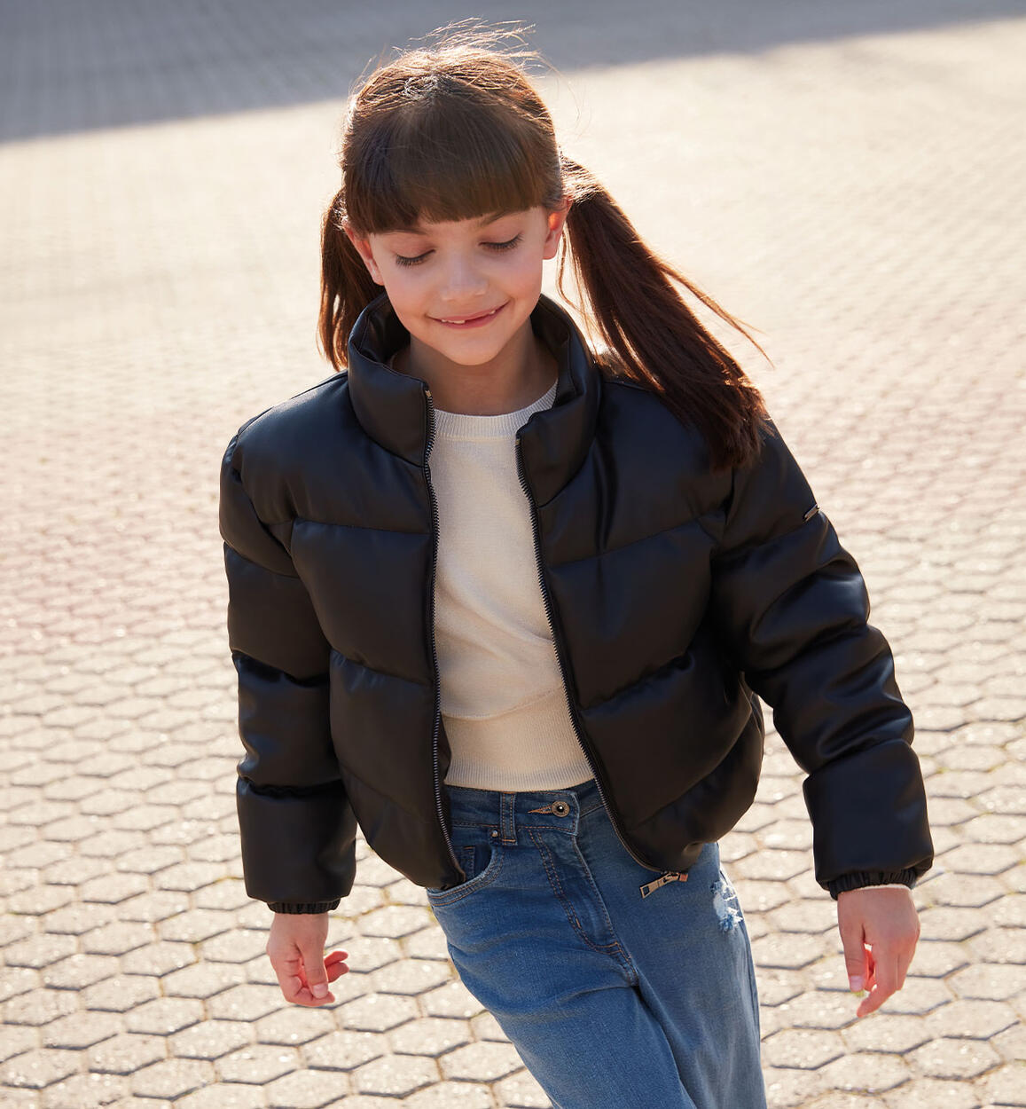 Pullover ragazza con maniche a sbuffo BEIGE iDO