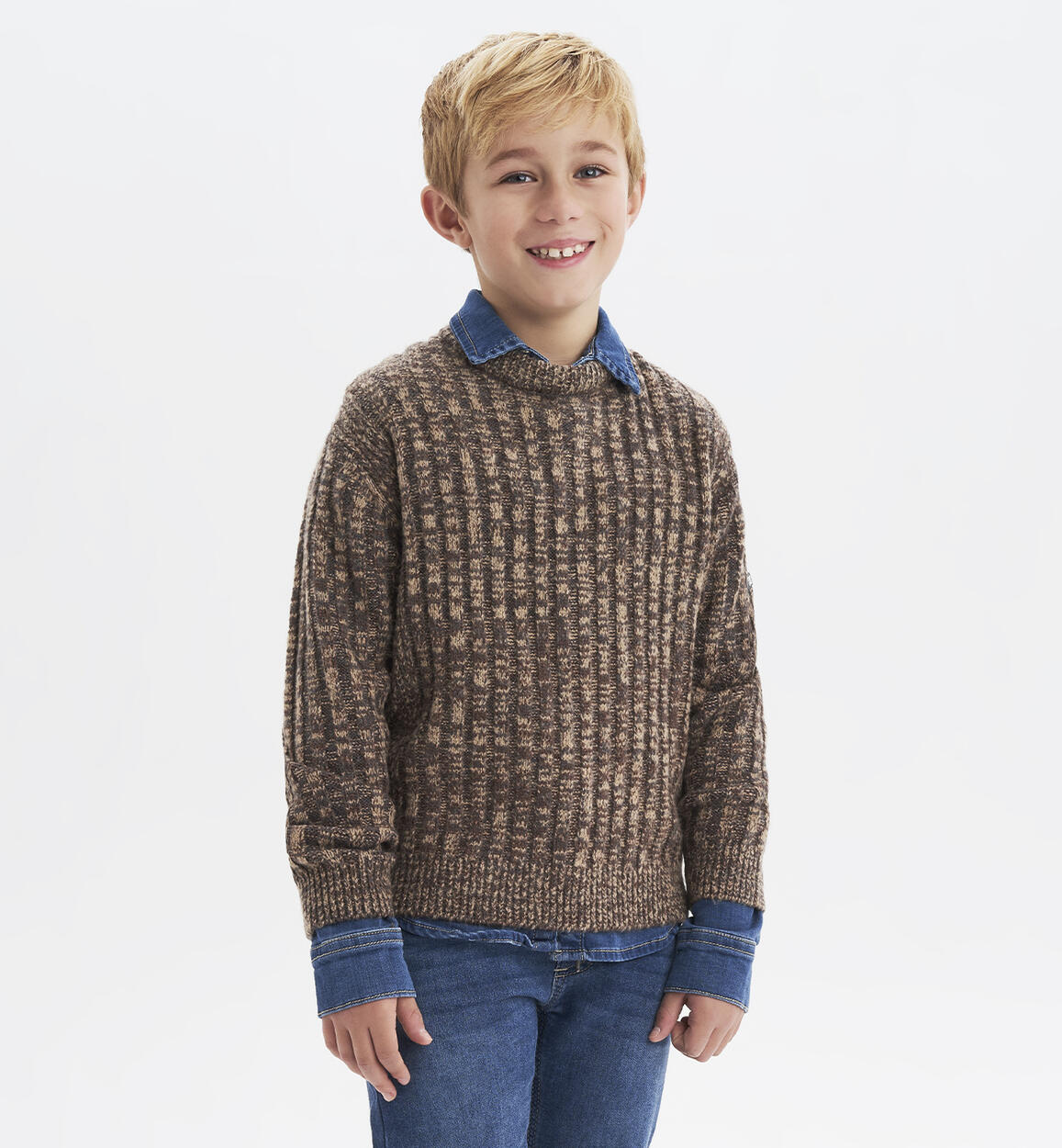 Pullover ragazzo in tricot MARRONE iDO