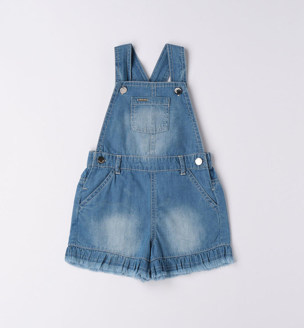 Salopette corta jeans bambina BLU Sarabanda