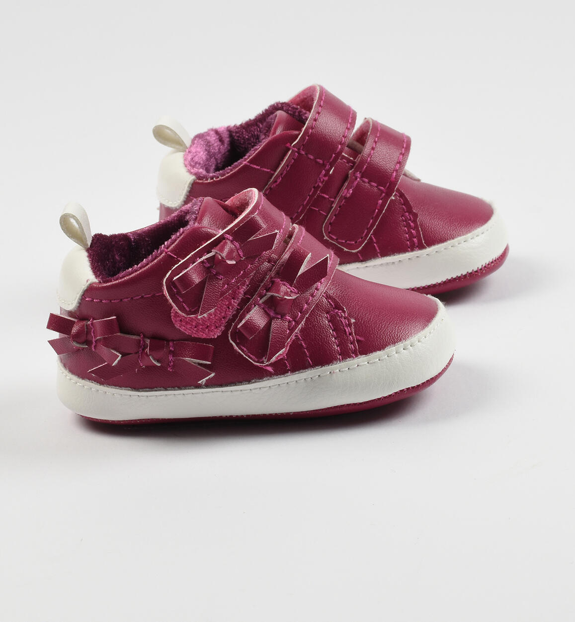 Scarpine modello sneakers in tessuto lucido con fiocchi ROSSO Minibanda