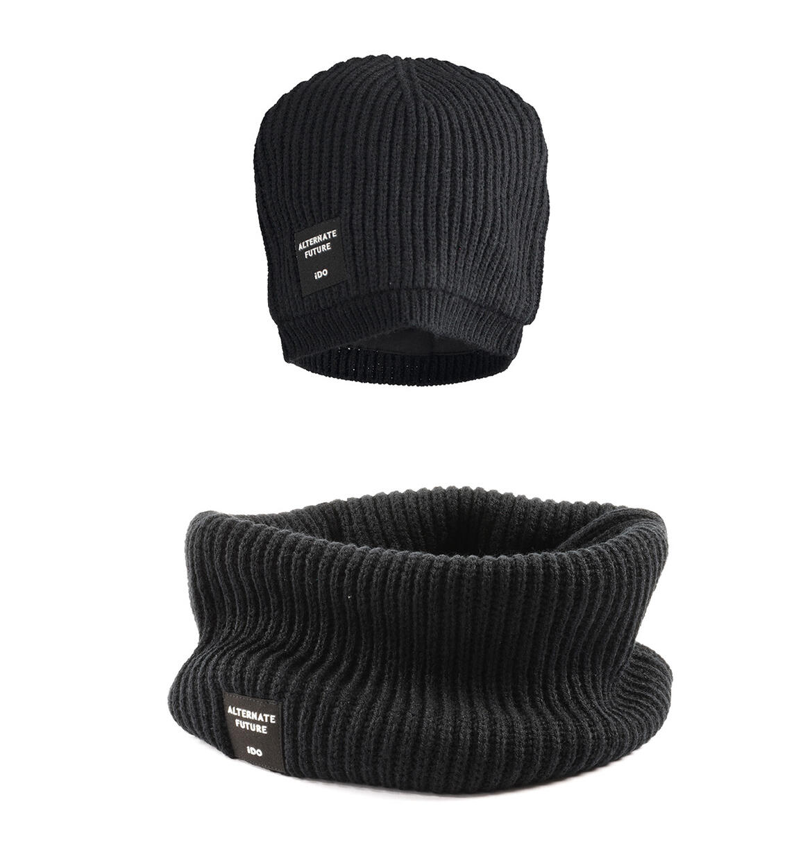 Set cappello e sciarpa bambino NERO iDO