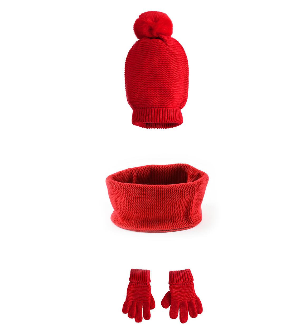 Set cappello sciarpa guanti bambina ROSSO Sarabanda